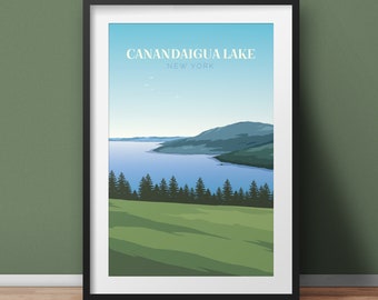 Canandaigua Lake Print | Finger Lakes Region, Canandaigua, Naples NY, Rochester NY, The Chosen Spot, New York State Travel Poster
