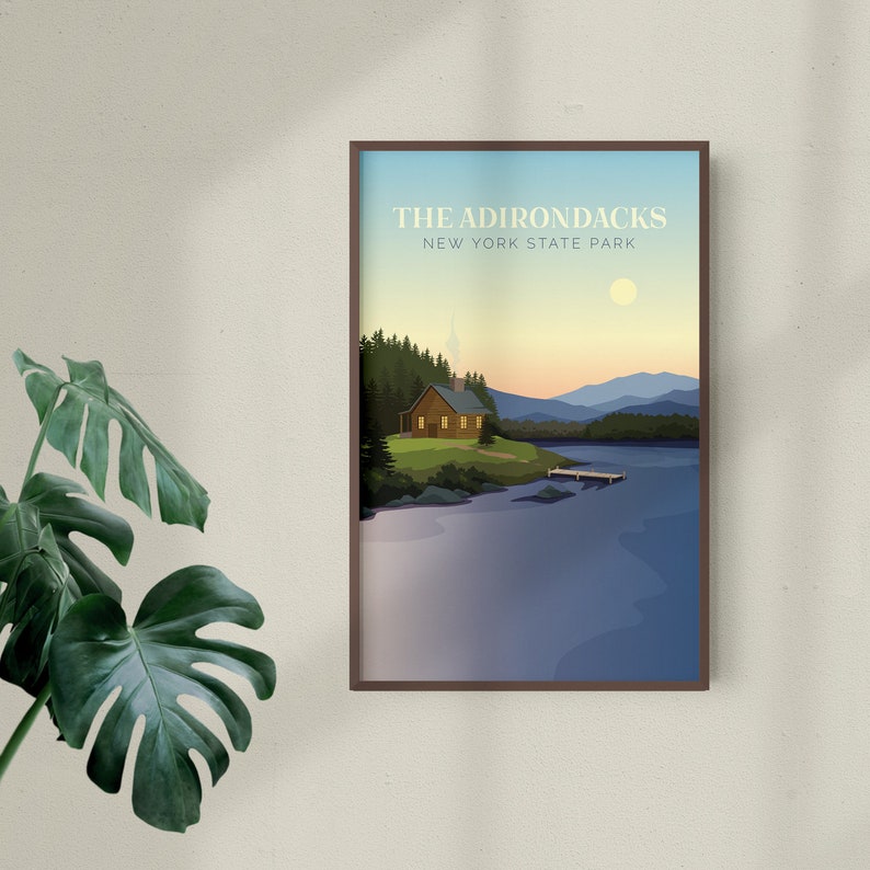 Adirondack Lake House at Sunset Adirondacks Poster Adirondack Mountains The Adirondacks Adirondack Cottage Adirondack Gift