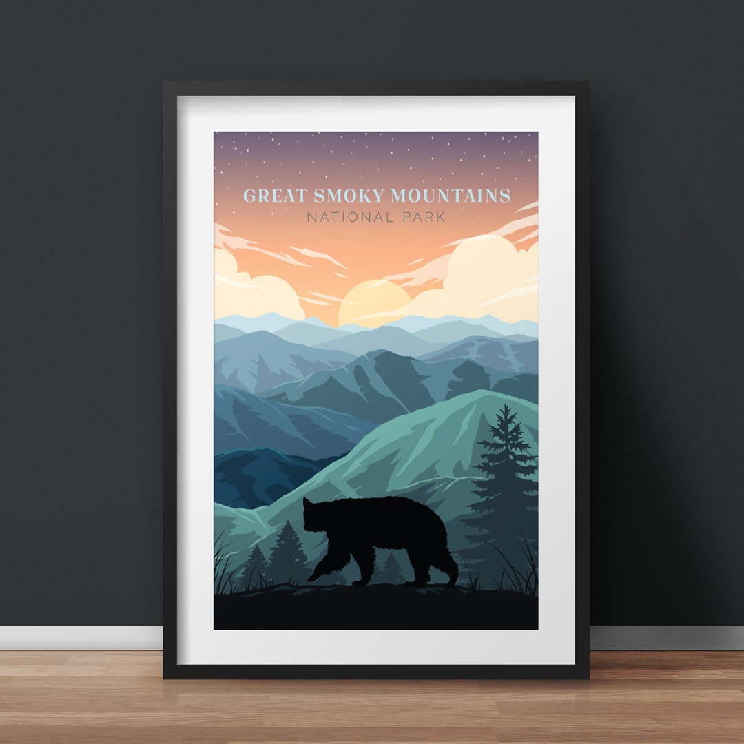 Great Smoky Mountains National Park Travel Poster Black Bear - Etsy