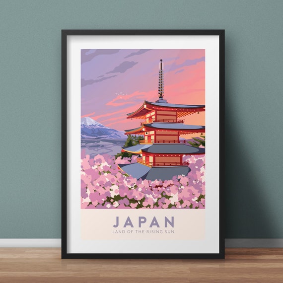 JT41 Vintage Japanese Mt Fuji Spring Japan Travel Poster Print Art A4/A3/A2/A1