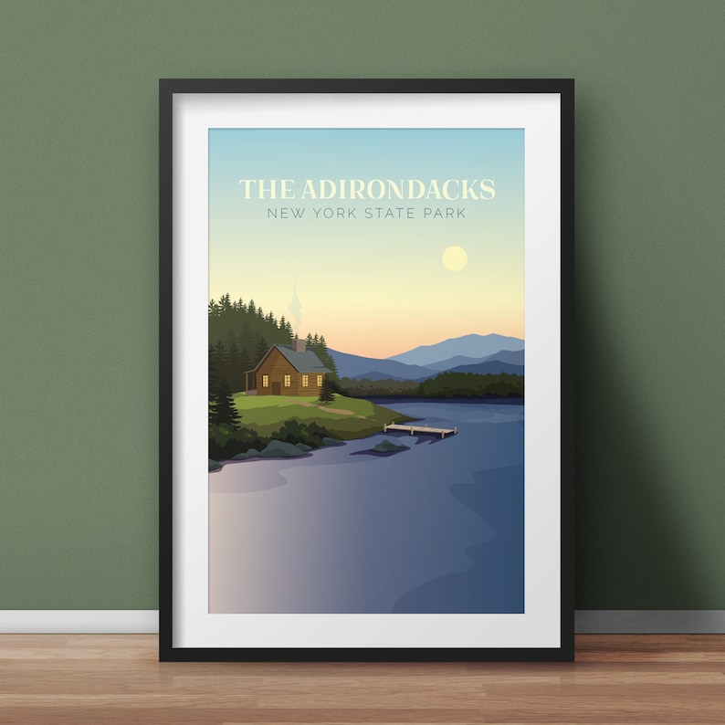 Adirondack Lake House at Sunset Adirondacks Poster Adirondack Mountains The Adirondacks Adirondack Cottage Adirondack Gift