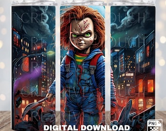 Chucky Tumbler Wrap: Horror Movie Sublimation Design (PNG Digital Download)