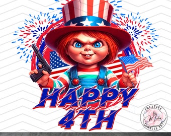 Kinderen 4 juli PNG: patriottisch Chucky-ontwerp (digitale download)