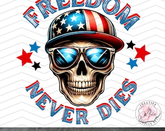 American Flag Skull PNG: 4th of July Sublimation Design (Digital Download)