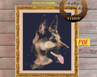 German Shepherd Cross Stitch Pattern, XStitch PDF Pattern Download,  How To Cross-Stitch Instructions Included with Chart