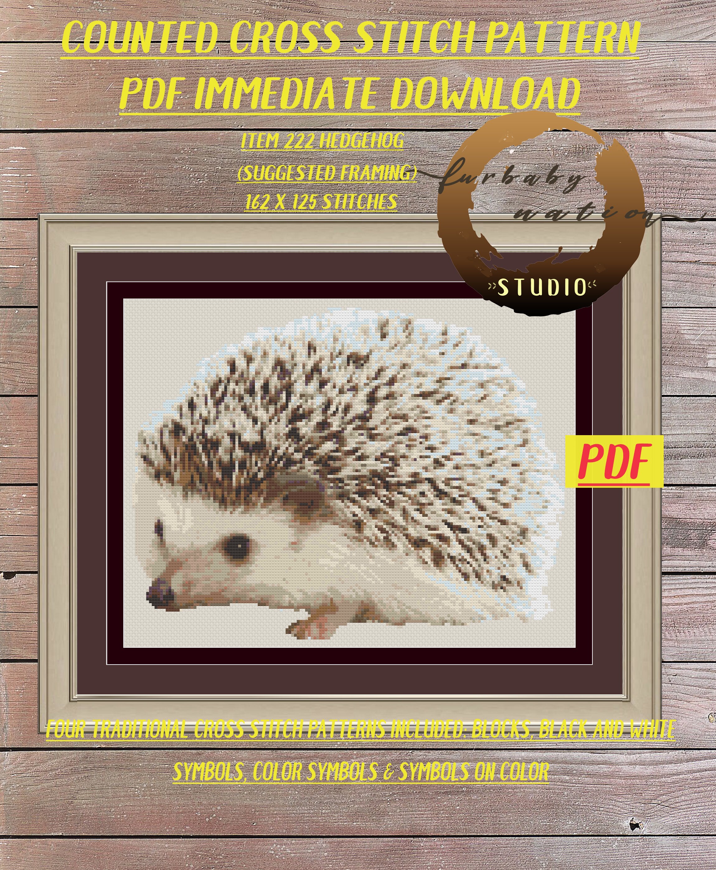 Hedgehog Cross Stitch Embroidery Pattern, Xstitch PDF Pattern Download