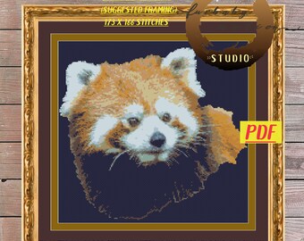 Red Panda Cross Stitch Embroidery Pattern, XStitch PDF Pattern Download,  How To Cross-Stitch Instructions Included with Chart