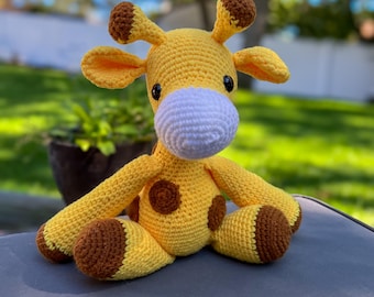 Handmade Crochet Giraffe Plush: Acrylic Yarn Amigurumi Safari Toy