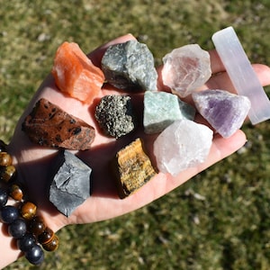 Beginner Crystal Set, 11 Piece Crystal Starter Kit, Rough Crystal Set, Beginner Crystal Kit, Chakra Crystals, Crystal Kit, Crystal Gift Set