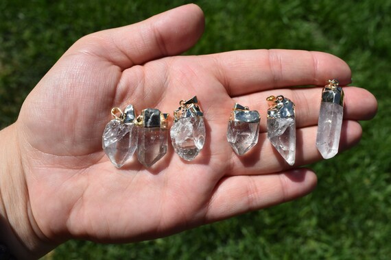 Clear Quartz Necklace, Clear Quartz Pendant, Roug… - image 4