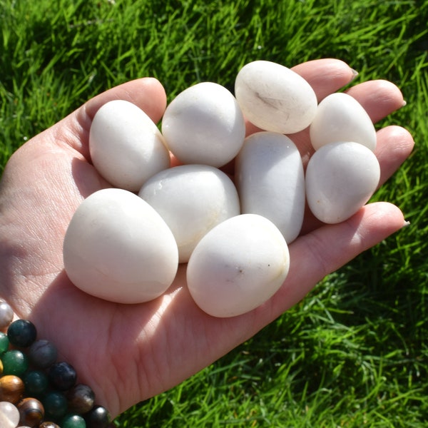 White Agate, Tumbled White Agate, Hand Polished White Agate, Polished White Agate, Natural White Agate, White Agate Stone, White Agate Rock