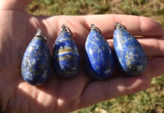 Teardrop Lapis Lazuli Pendant, Lapis Lazuli Neckl… - image 2