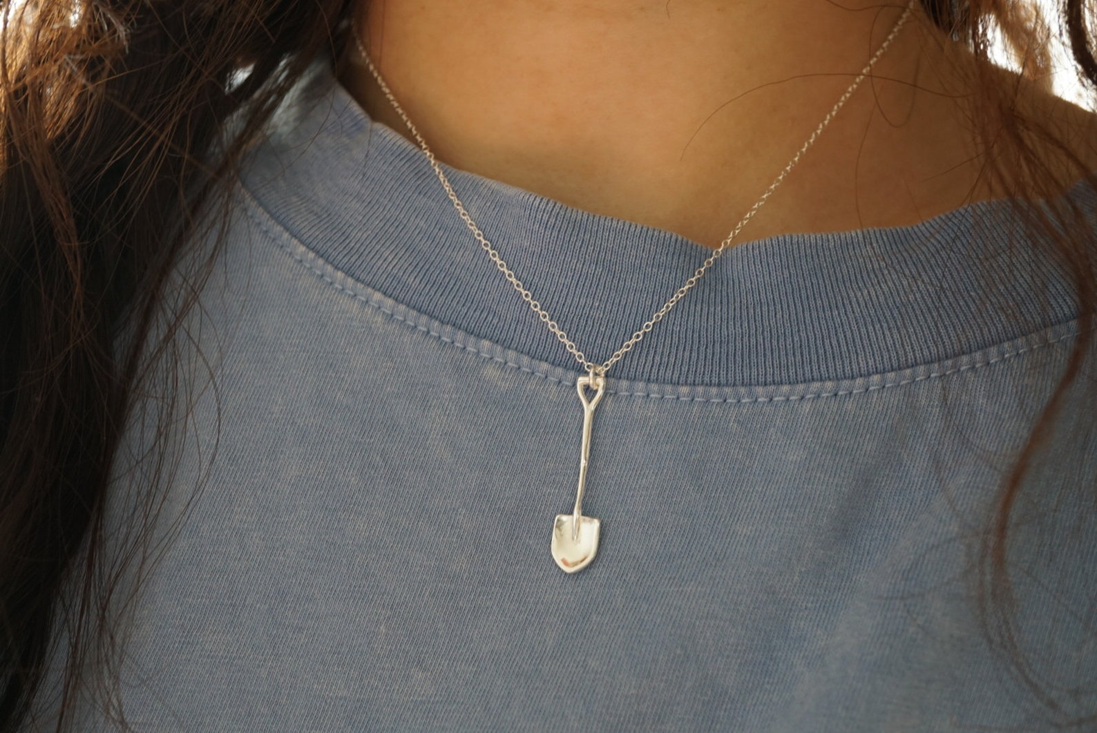 Silver Shovel Necklace Tiny Spoon Necklace Gardening Tool Etsy