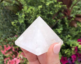 Clear Quartz Crystal Pyramid: Reiki Feng Shui Home Decor
