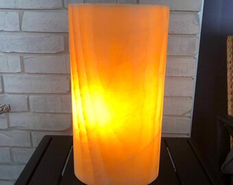 Oval Onyx Stone Table Light: Unique Bedside Table Lamp for Modern Decor, Bedroom Lamps, Desk Lamp