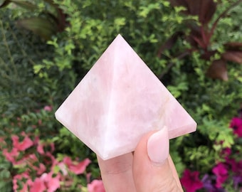 Pink Crystal Pyramid Rose Quartz Paperweight Rock Hound Rockhound Collector Gemstone Pyramids