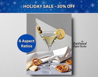 Martini Cocktail Art Print: Quirky Bar Cart Decor (Digital Download)