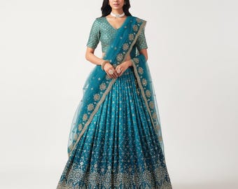 Georgette lehenga choli for women  embroidered indian wedding ready to wear lehenga skirt