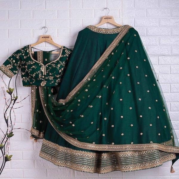 Green lehenga choli for women Embroidery Work party wear Lehenga choli,Indian Wedding Lahanga choli Party Wear lengha Choli Bollywood Dress