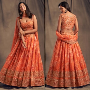 Women&#39;s wedding floral lehenga choli set