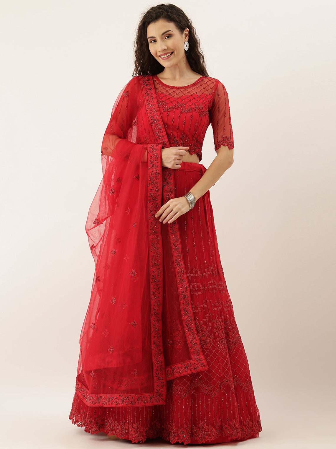 red lehenga choli