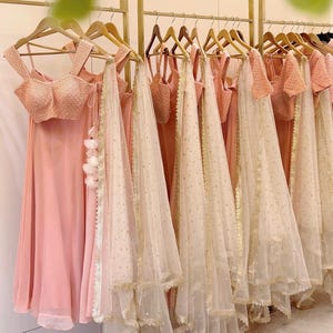 Peach Lehenga Choli Set, Made To Measure Lehengas, Partywear Lengha Choli
