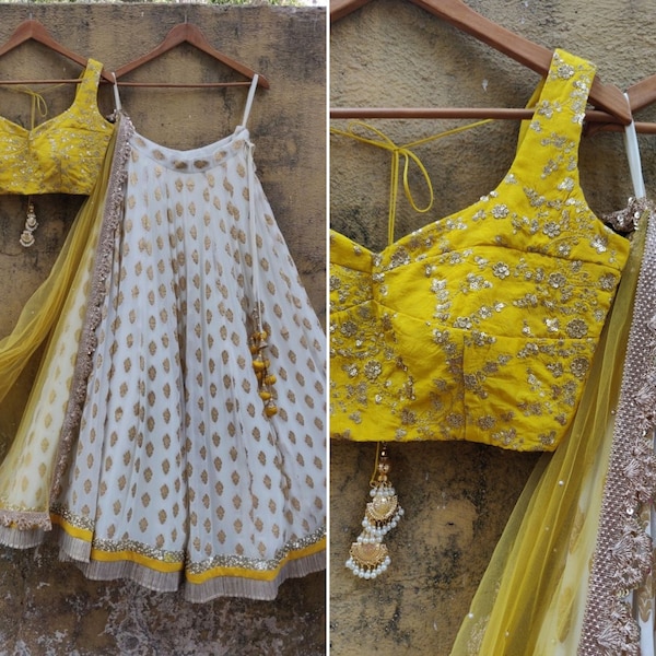 Yellow Lehenga Choli for Women or Girls Ready to Wear Georgette Indian Wedding Partywear Lengha Choli