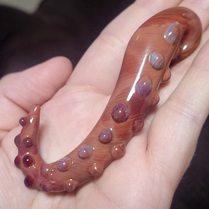 Amber Purple Tentacle Pendant, Hand Blown Glass Pendant, Handmade Squid Jewelry, Octopus Tentacle