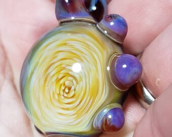 Glass Swirl Implosion Pendant, Glass Pendant, Blown Glass, Art Glass, Handmade Pendant