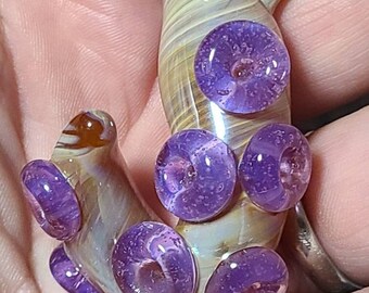 Glass Octopus Tentacle Pendant, Blown Glass Pendant, Purple and Butterscotch Tentacle, Art Glass