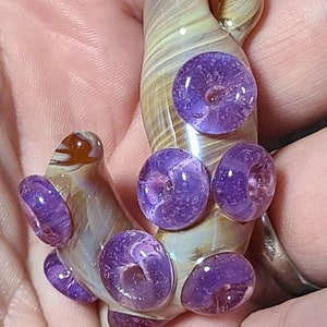 Glass Octopus Tentacle Pendant, Blown Glass Pendant, Purple and Butterscotch Tentacle, Art Glass