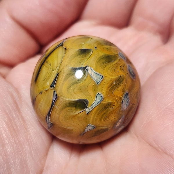 Handmade Marble, Glass Marble, Gold Marble, Blown Glass Marble, 28 mm, Art Glass