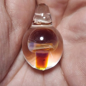 Handmade Blown Glass Mushroom Pendant, Glass Jewelry, Mushroom Pendant, Handmade Pendant