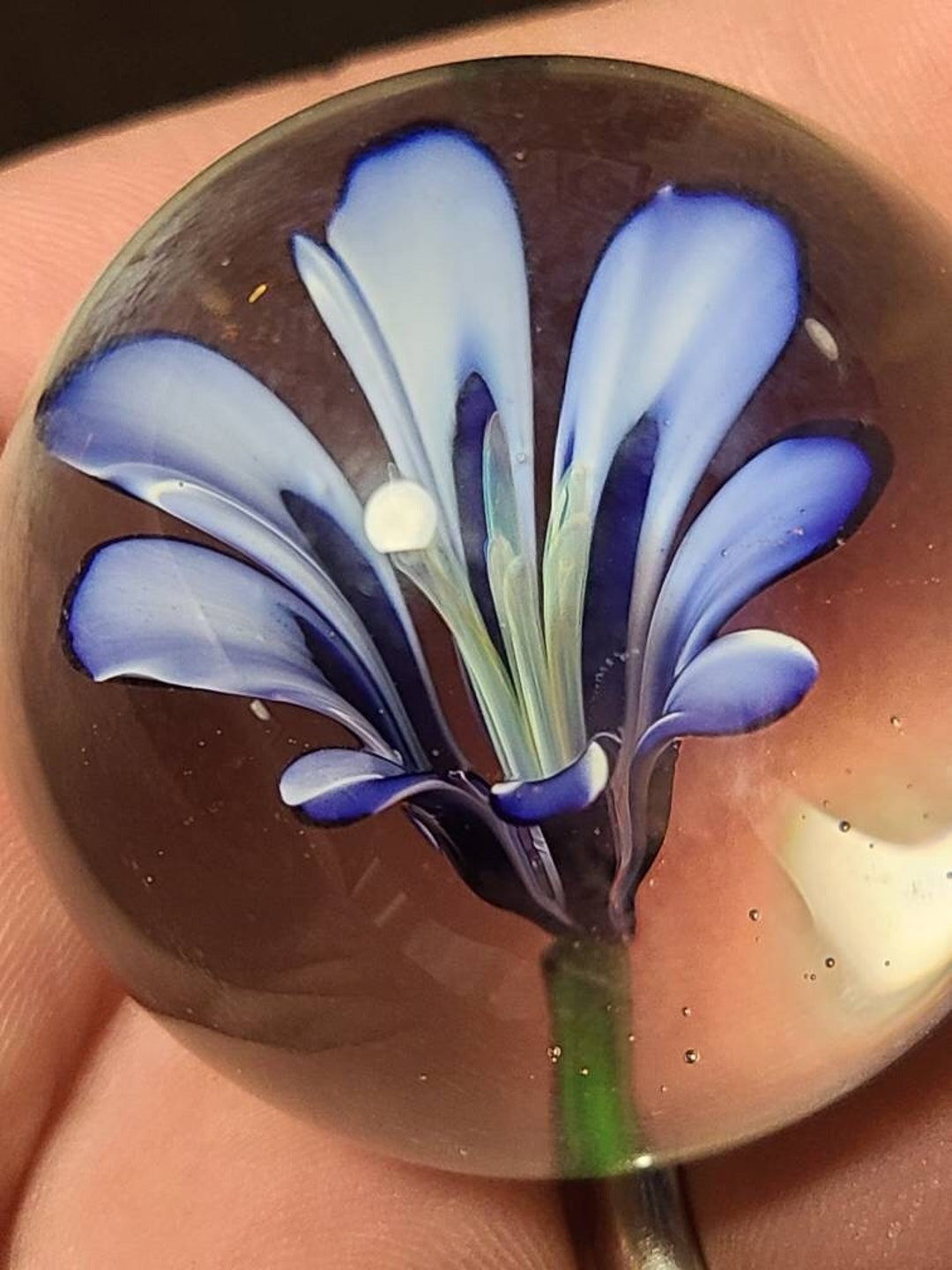 Glass Flower Implosion Marble, Blown Glass Marble, Handmade Marble, Art