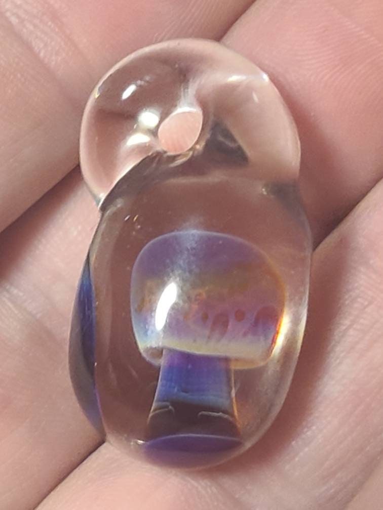 Glass Mushroom Pendant, Blown Glass, Handmade Pendant, Glass Pendant