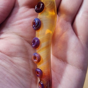 Glass Tentacle Pendant in Purple and Gold, Blown Glass Pendant, Handmade Glass Jewelry, Octopus Tentacle