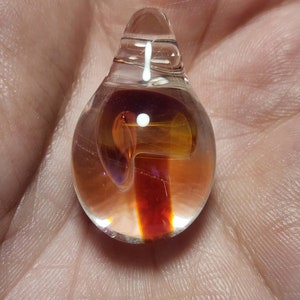 Handmade Glass, Mushroom Pendant, Gold and Purple Mushroom, Hand Blown Glass, Mushroom Pendant, Glass Jewelry