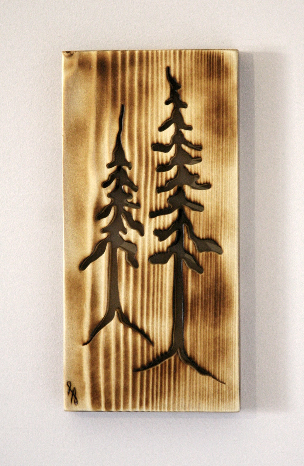 Scroll saw Wood pine trees cutout Etsy
