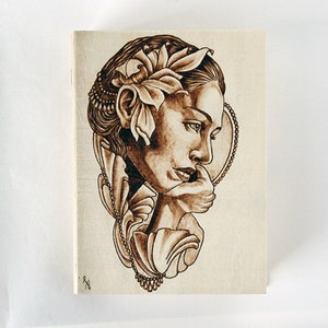 Wood burning pyrography  box of girl, woman