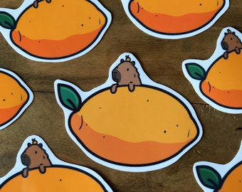 capybara lemon and orange venyl sticker