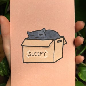 chat endormi // Mini carte postale imprimée