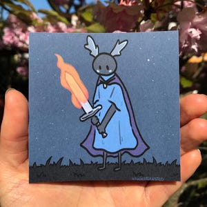 Miniprint dnd // carte postale d'art épée flamboyante