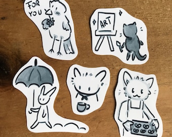 Pegatina de animalito estilo garabato - Vinilo brillante con diseño de boceto