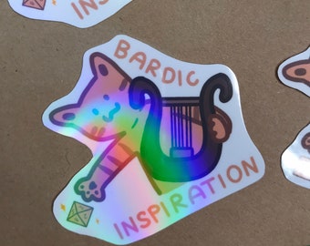 holografischer Dungeon and Dragons Pegatina // Venyl Katzensticker // Bardische Inspiration