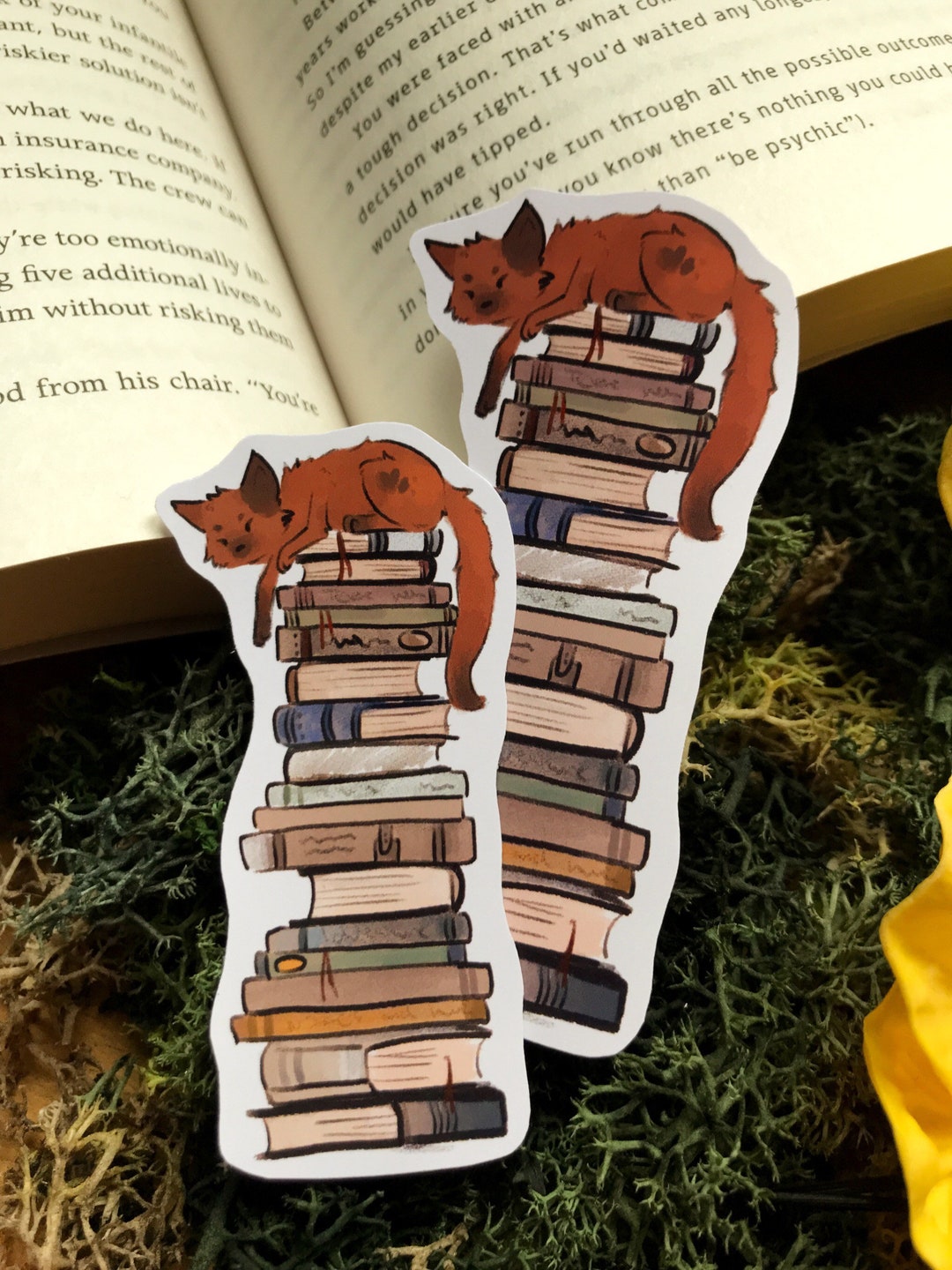 Library Cat Sticker, Cute Matte Vinyl Book Decal - Etsy