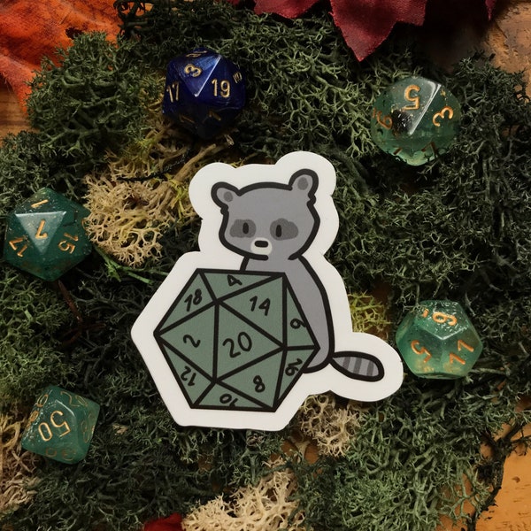 Dungeons and Dragons // raccoon sticker // DnD Venyl sticker // druid sticker // DnD Merch // Waschbär // Druide