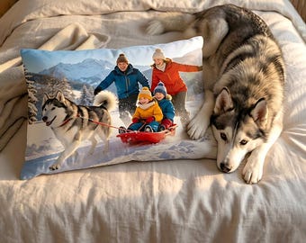 Custom Photo Sleeping Pillow Cover Personalized Rectangle Bed Pillowcase Sham Flat Pillow Gift