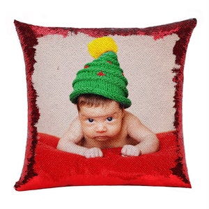 Personalized Christmas Photo Gift| Custom Photo Sequin Pillow| Custom Magic Pillow | Funny Christmas Gift for Family | GIFORUE