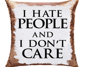 i hate everyone sequin pillow