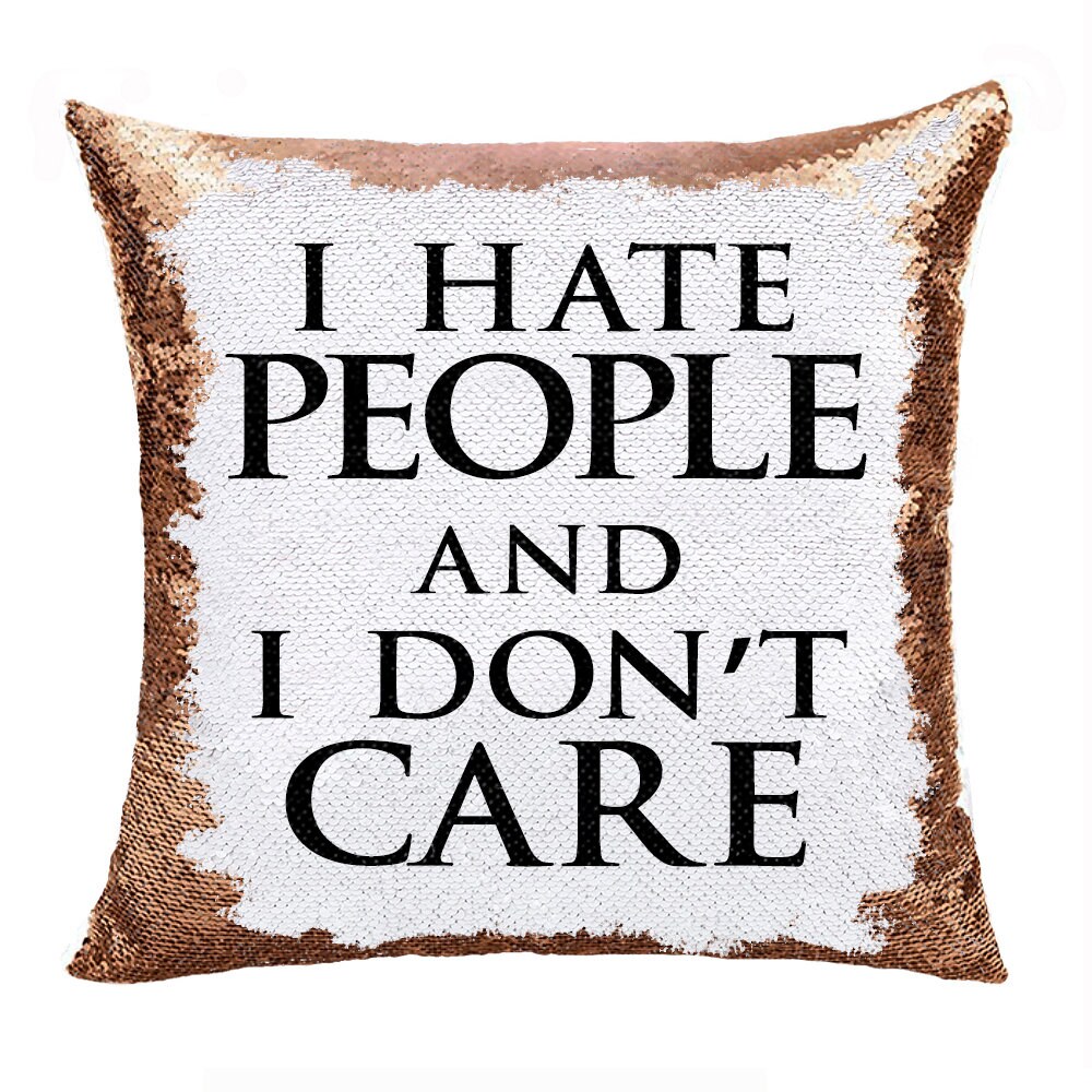 I hate everyone sequin pillow hot sale
